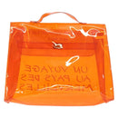 HERMES Vinyl Kelly Hand Bag Vinyl Orange Auth 158157-3