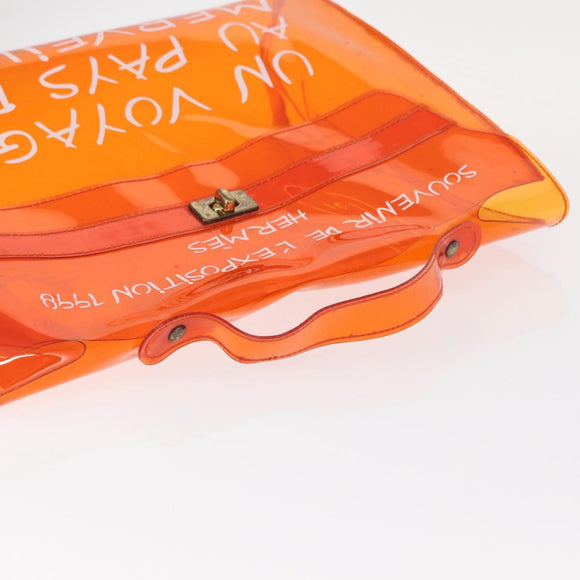 HERMES Vinyl Kelly Hand Bag Vinyl Orange Auth 158157