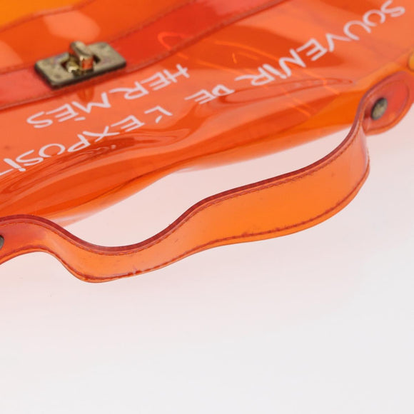 HERMES Vinyl Kelly Hand Bag Vinyl Orange Auth 158157