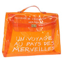 HERMES Vinyl Kelly Hand Bag Vinyl Orange Auth 158158-1