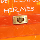 HERMES Vinyl Kelly Hand Bag Vinyl Orange Auth 158158-14