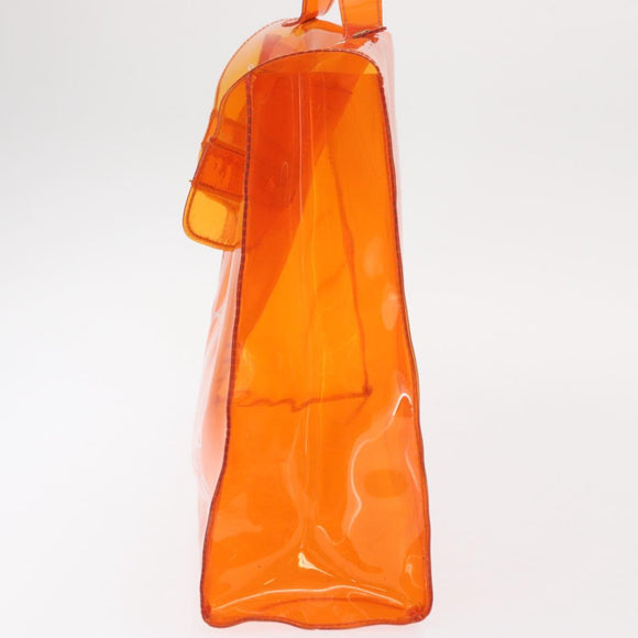 HERMES Vinyl Kelly Hand Bag Vinyl Orange Auth 158158