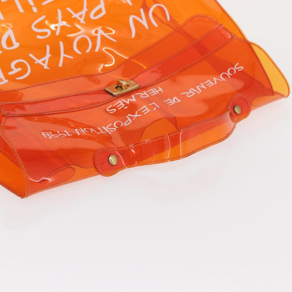 HERMES Vinyl Kelly Hand Bag Vinyl Orange Auth 158158