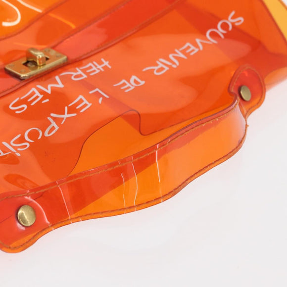 HERMES Vinyl Kelly Hand Bag Vinyl Orange Auth 158158