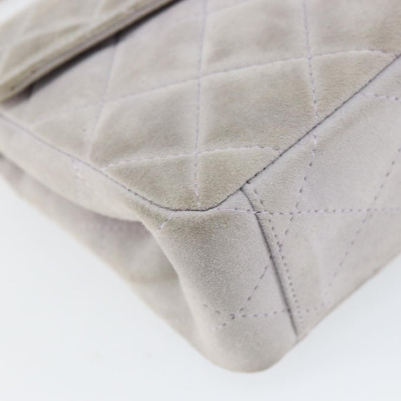 CHANEL Matelasse Hand Bag Suede Purple Silver CC Auth 158159