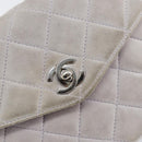 CHANEL Matelasse Hand Bag Suede Purple Silver CC Auth 158159-17