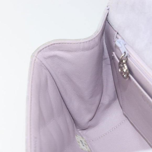 CHANEL Matelasse Hand Bag Suede Purple Silver CC Auth 158159