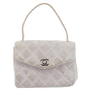 CHANEL Matelasse Hand Bag Suede Purple Silver CC Auth 158159-13