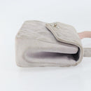 CHANEL Matelasse Hand Bag Suede Purple Silver CC Auth 158159-3