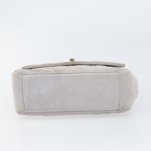 CHANEL Matelasse Hand Bag Suede Purple Silver CC Auth 158159