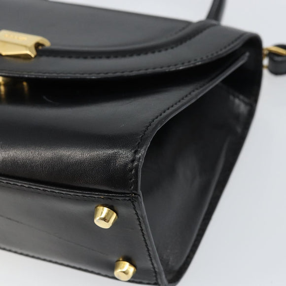 BALLY Handtasche Leder 2way Schwarz Gold Auth 158161