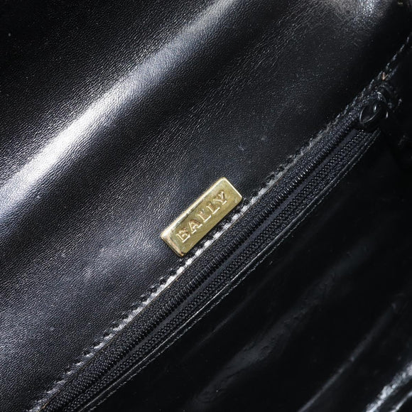 BALLY Handtasche Leder 2way Schwarz Gold Auth 158161
