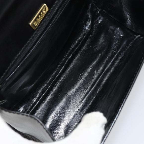 BALLY Handtasche Leder 2way Schwarz Gold Auth 158161