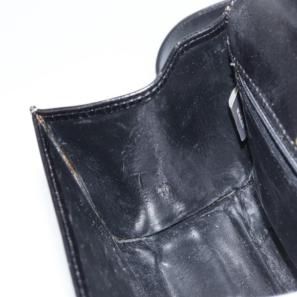BALLY Handtasche Leder 2way Schwarz Gold Auth 158161