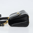 BALLY Handtasche Leder 2way Schwarz Gold Auth 158161-4