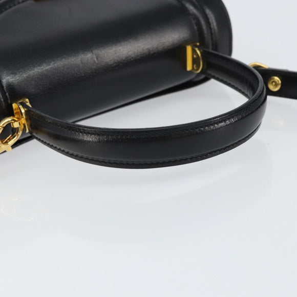 BALLY Handtasche Leder 2way Schwarz Gold Auth 158161