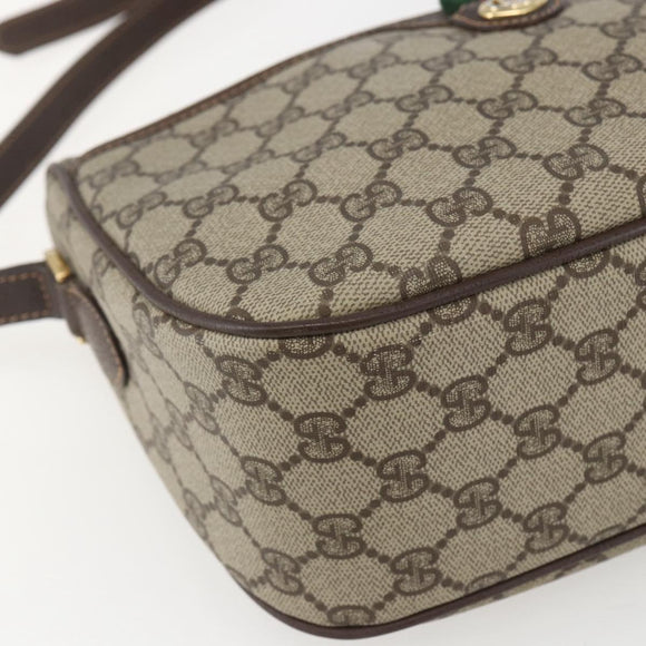 GUCCI GG Supreme Web Sherry Line Bag PVC Beige Gold 164 02 077 Auth 158162