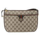 GUCCI GG Supreme Web Sherry Line Bag PVC Beige Gold 164 02 077 Auth 158162-2