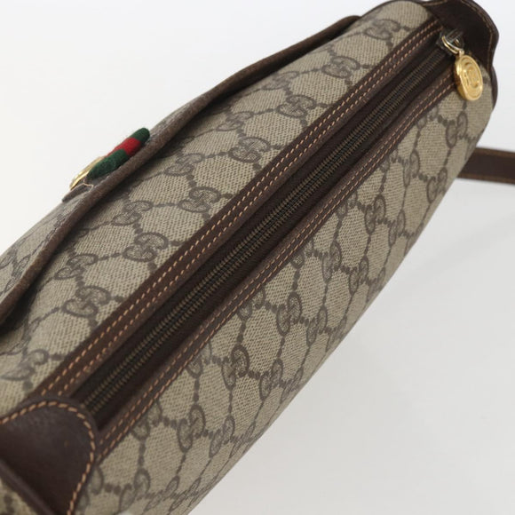GUCCI GG Supreme Web Sherry Line Bag PVC Beige Gold 164 02 077 Auth 158162