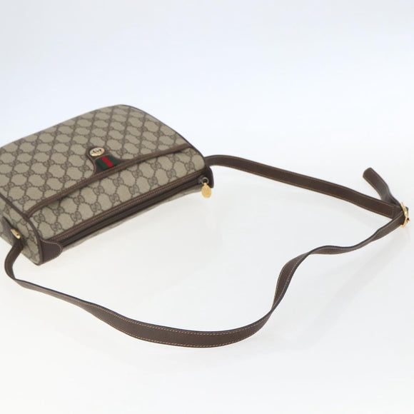 GUCCI GG Supreme Web Sherry Line Bag PVC Beige Gold 164 02 077 Auth 158162