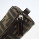 FENDI Zucca Canvas Pouch Black Brown Auth 158169-8