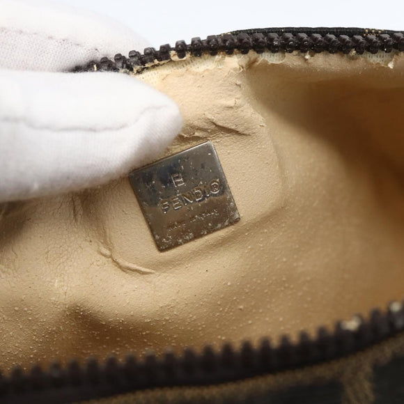 FENDI Zucca Canvas Pouch Black Brown Auth 158169