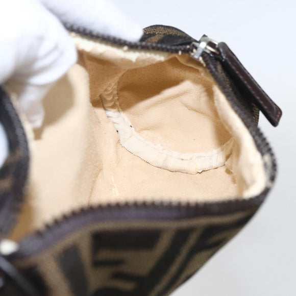 FENDI Zucca Canvas Pouch Black Brown Auth 158169