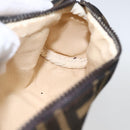 FENDI Zucca Canvas Pouch Black Brown Auth 158169-11
