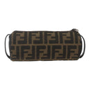 FENDI Zucca Canvas Pouch Black Brown Auth 158169-2