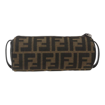 FENDI Zucca Canvas Pouch Black Brown Auth 158169 - 0