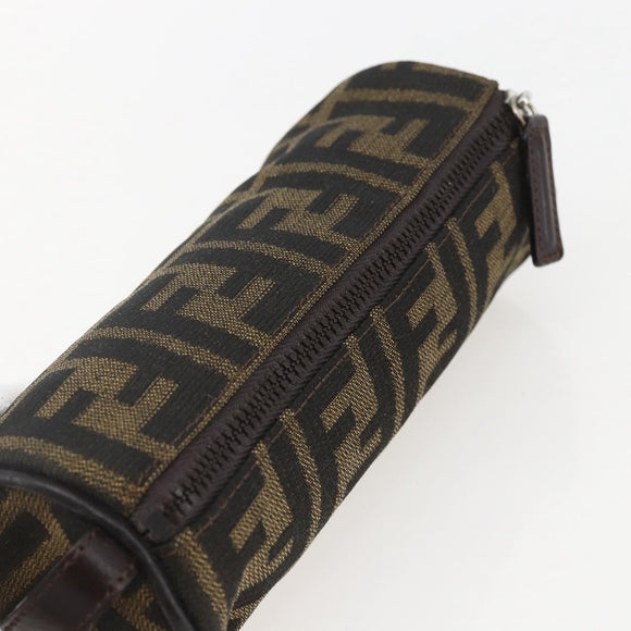 FENDI Zucca Canvas Pouch Black Brown Auth 158169