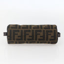 FENDI Zucca Canvas Pouch Black Brown Auth 158169-6