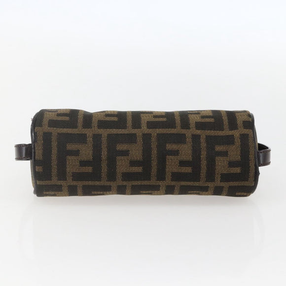 FENDI Zucca Canvas Pouch Black Brown Auth 158169