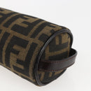 FENDI Zucca Canvas Pouch Black Brown Auth 158169-7