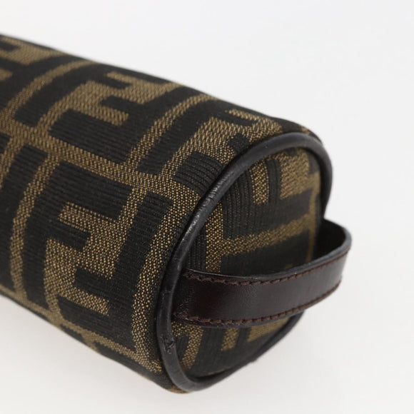 FENDI Zucca Canvas Pouch Black Brown Auth 158169