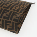 FENDI Zucca Canvas Pouch Black Brown Auth 158170-15