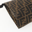 FENDI Zucca Canvas Pouch Black Brown Auth 158170-16
