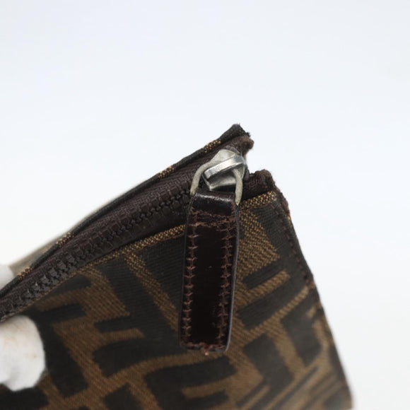 FENDI Zucca Canvas Pouch Black Brown Auth 158170