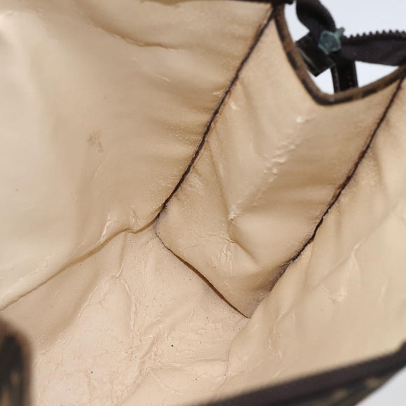 FENDI Zucca Canvas Pouch Black Brown Auth 158170