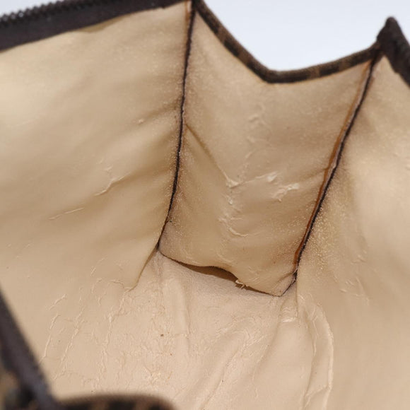 FENDI Zucca Canvas Pouch Black Brown Auth 158170