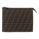 FENDI Zucca Canvas Pouch Black Brown Auth 158170-13