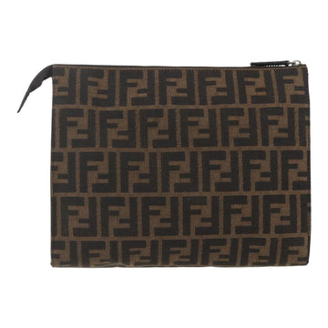 FENDI Zucca Canvas Pouch Black Brown Auth 158170 - 0