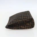 FENDI Zucca Canvas Pouch Black Brown Auth 158170-3