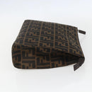 FENDI Zucca Canvas Pouch Black Brown Auth 158170-4
