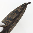 FENDI Zucca Canvas Pouch Black Brown Auth 158170-5