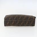 FENDI Zucca Canvas Pouch Black Brown Auth 158170-6