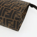 FENDI Zucca Canvas Pouch Black Brown Auth 158170-7