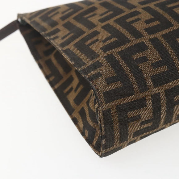 FENDI Zucca Canvas Pouch Black Brown Auth 158170