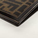 FENDI Zucca Canvas Compact Wallet Black Brown Auth 158171V-15