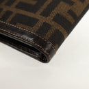 FENDI Zucca Canvas Compact Wallet Black Brown Auth 158171V-16